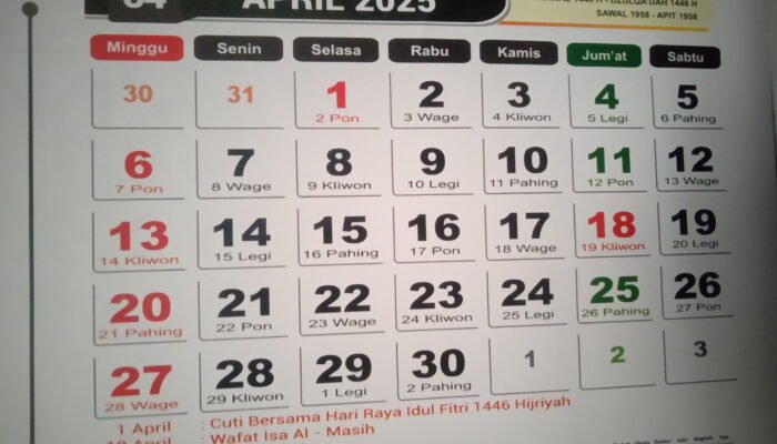 Catat ! Tanggal Dan Hari Besar Bulan April Tahun 2025
