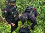 Unit Jibom Sat Brimob Polda Jabar Musnahkan Mortir Aktif Temuan Warga di Pameungpeuk Garut